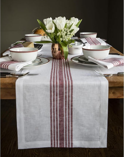 Solino Home Stripe Linen Table Runner 36 Inches by SolinoHome