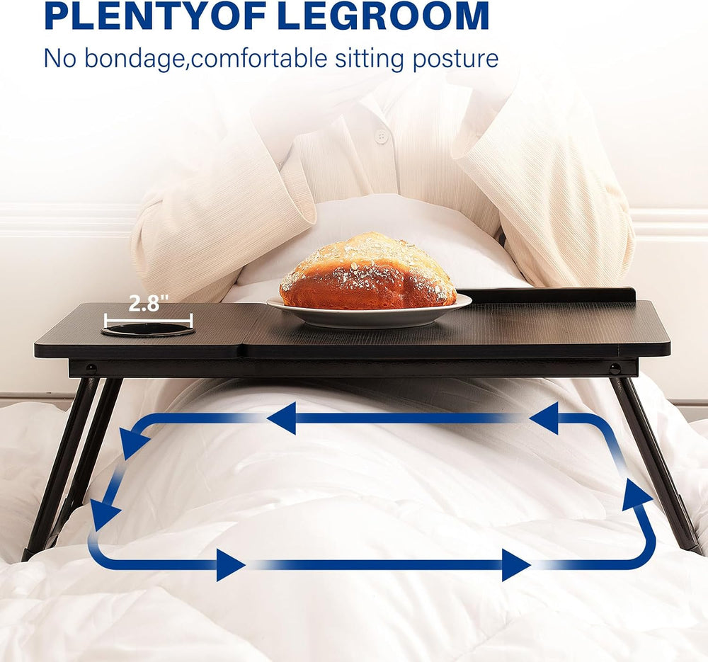 Laptop Desk for Bed Couch, Adjustable Foldable Bed Table with Cup Holder