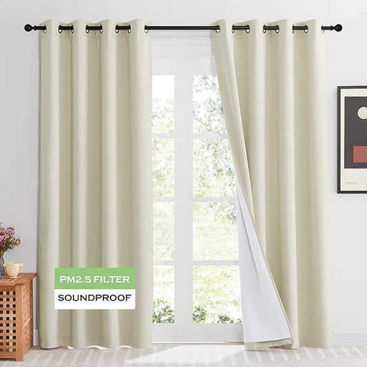 KGORGE Soundproof & Dust Particle Filtering Curtains 100% Blackout Window Cover by KGORGE