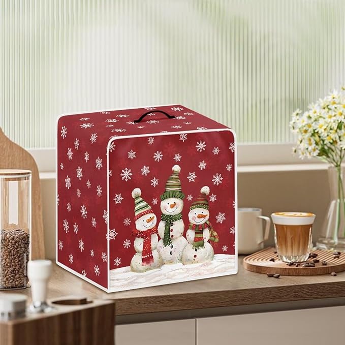 Christmas Coffee Maker Cover, Cute Snowman Coffee Dust Cover, Xmas Mixer - Image 3