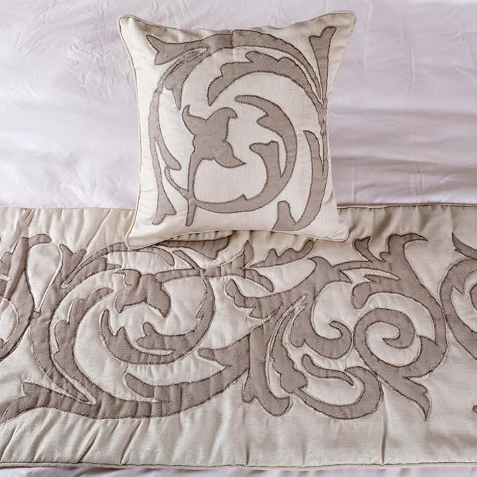 The HomeCentric Luxury Ivory & Beige Twin 53 x 18 inch Bed Runner - Image 5