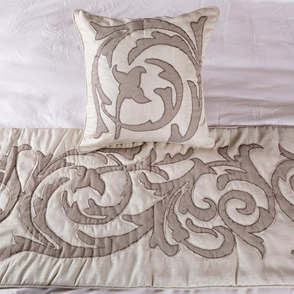The HomeCentric Decorative Ivory & Beige CA King 86 x 18 inch Bed Runner - Image 5