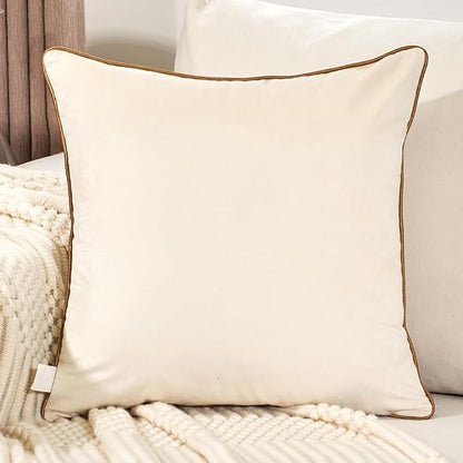 Aeckself White Velvet Pillow Cover 16 x 16 Inch, Luxury Modern Square Gold - Image 2