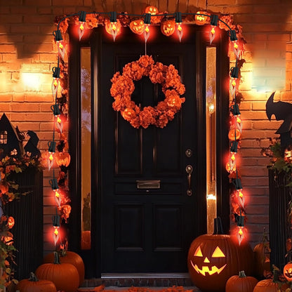 PASUTO 27.8Ft Halloween Decor Lights Flickering Flame String Lights with 25+4 Pack Clear Glass Flame Light Bulbs for Fall Decor Halloween Decorations Indoor Outdoor Home Party Fireplace, E12 Base