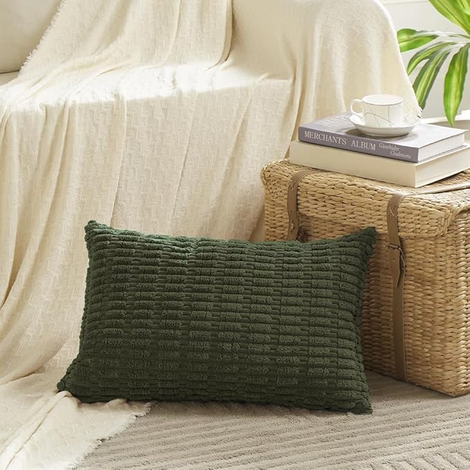 Fancy Homi 4 Packs Boho Olive Green Decorative Throw Pillow Covers 16x24 Inch - Image 2