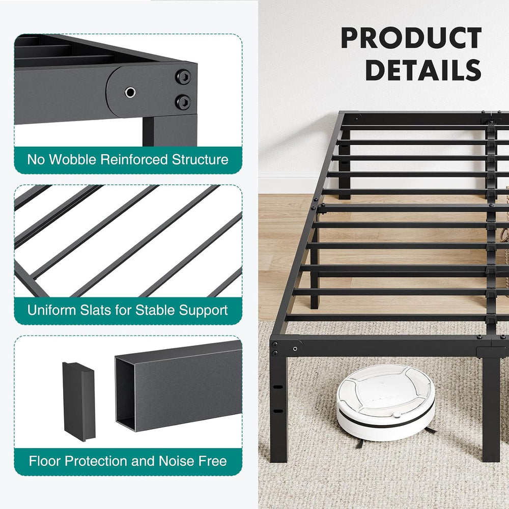 OLIXIS Full Size Metal Platform Bed Frame with Storage Space