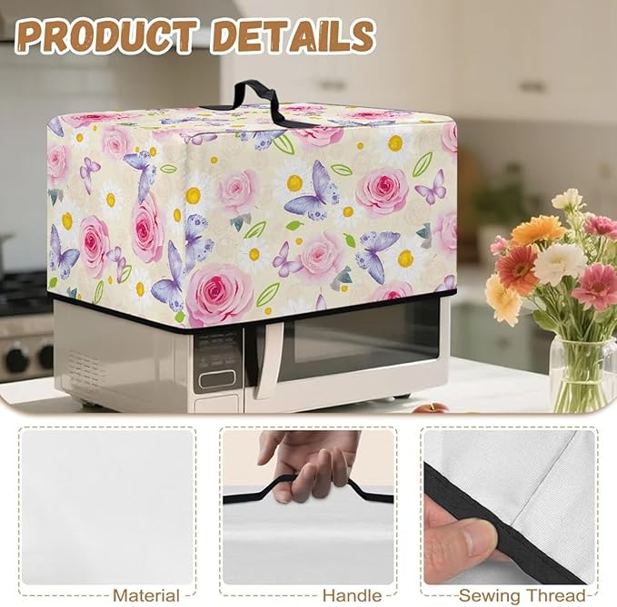 Microwave Universal Oven Dust Cover, Butterfly Rose Foldable Dust Cover - Image 7