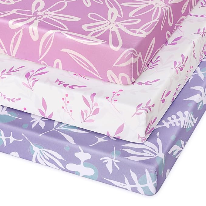 Pack and Play Sheets Fitted 3 Pack, Mini Crib Sheets by Unnivoll