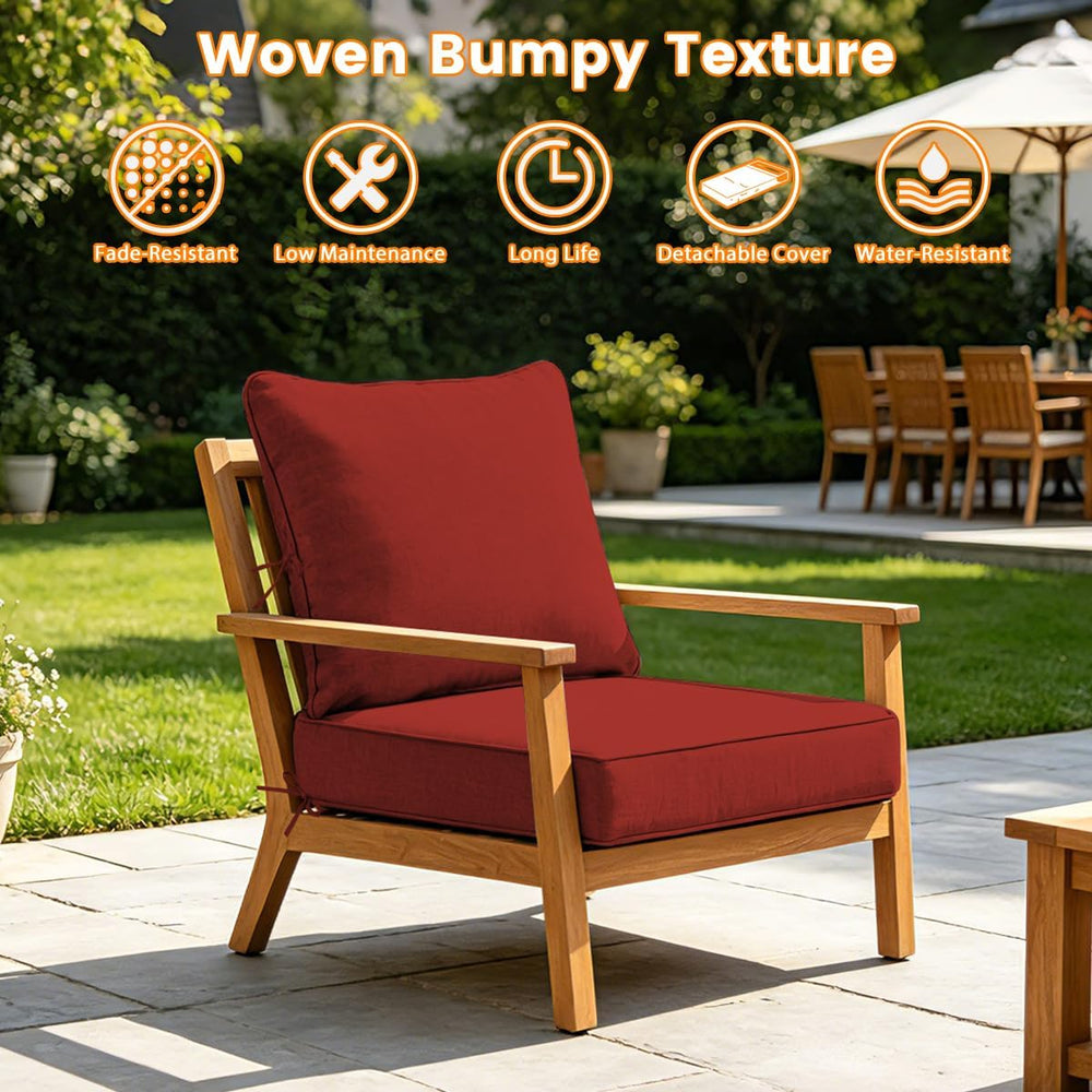 Olefin Deep Seat Cushion, Water Resistant Patio Cushion Red 24x24x4