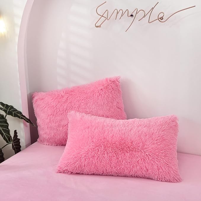 MorroMorn Decorative Pillows Covers, 2 Packs Faux Fur Pillow Cases, Luxury by MorroMorn