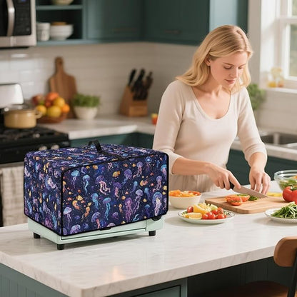 Jellyfish Clownfish Bubble Print Microwave Oven Cover Dust-Proof Fabric Toaster - Image 3