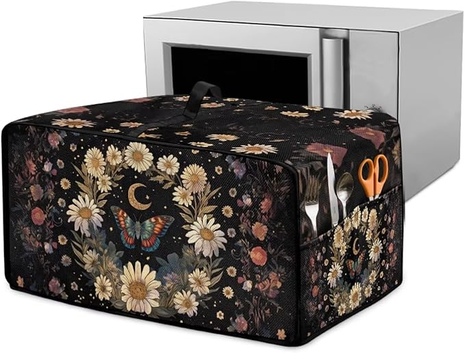 Vintage Daisy Butterfly Moon Print Toaster Oven Cover by HwzdsyxlCreativeHomeDecor