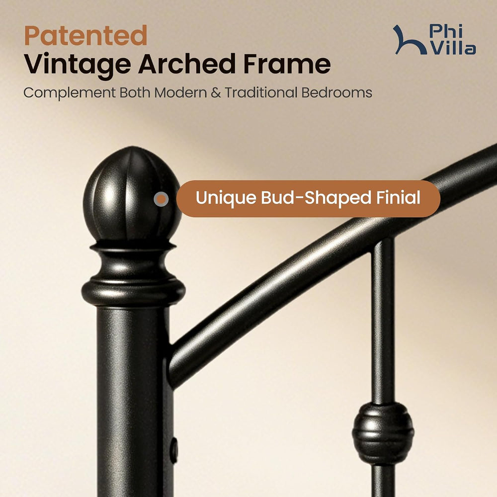 PHI VILLA Twin Size Bed Frame with Headboard and Footboard, Metal Bedframe