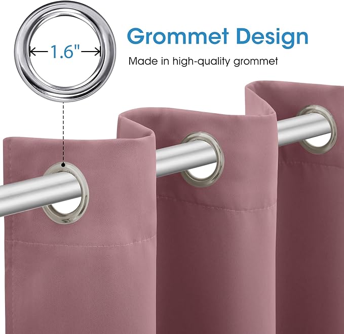 HOMEIDEAS Mauve Blackout Curtains - Image 5