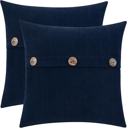 HWY 50 Navy Blue Chenille Throw Pillow Covers 18x18 Inch by HWY50