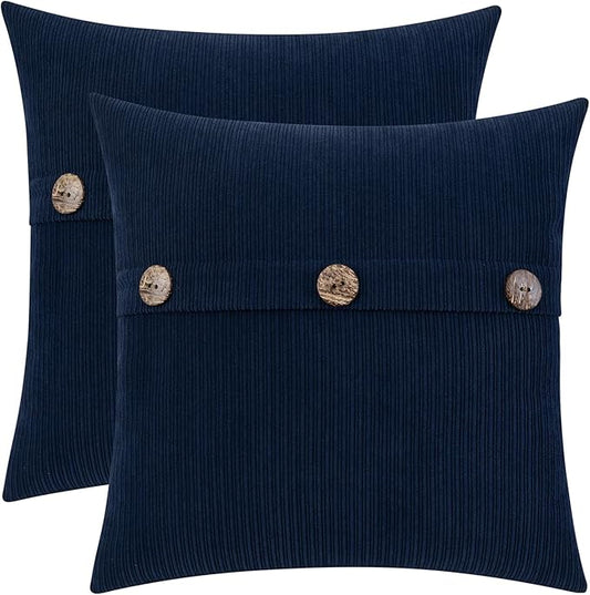 HWY 50 Navy Blue Chenille Throw Pillow Covers 18x18 Inch by HWY50