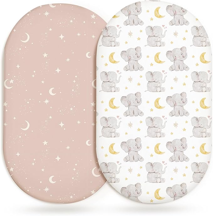 Bassinet Sheets for Baby Girls Boys 2 Pack, Fitted Baby Mattress Sheet for by Home