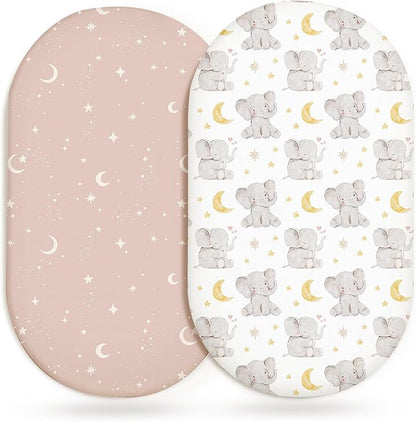 Bassinet Sheets for Baby Girls Boys 2 Pack, Fitted Baby Mattress Sheet for by Home