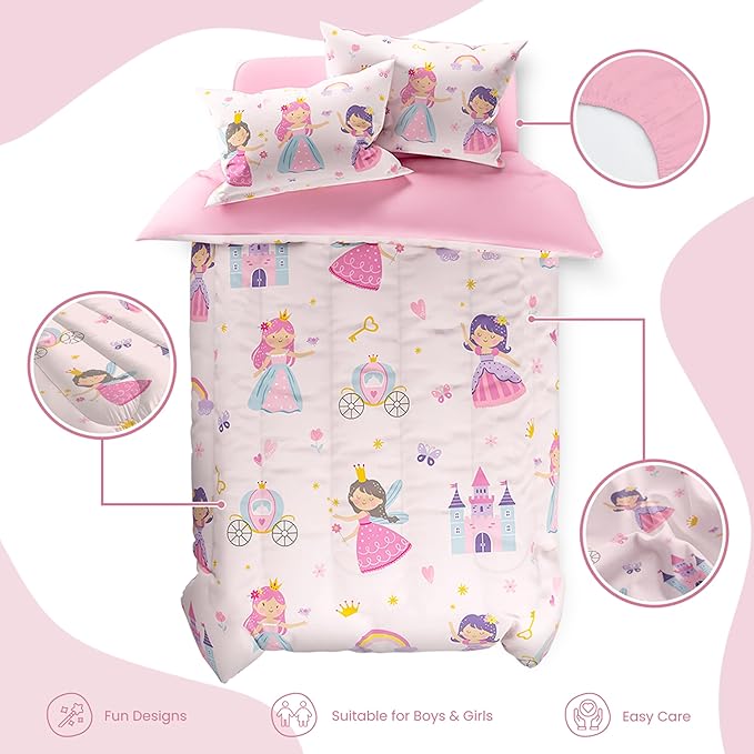 SANDJEST Princess Comforter Set Full Size 98x86in - Image 2