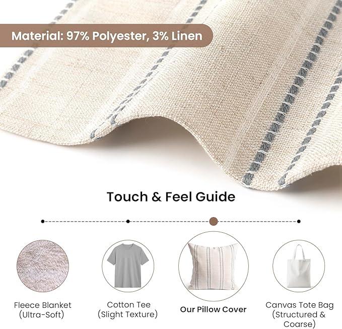 AELS 26x26 Decorative Farmhouse Linen Throw Pillow Covers, Boho Textured Pillow - Image 3