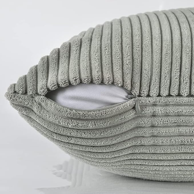 Fancy Homi 2 Packs Grey Lumbar Decorative Throw Pillow Covers 12x20 Inch - Image 4