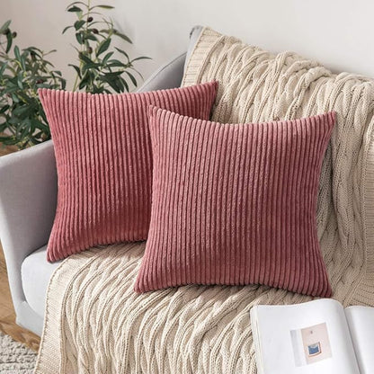 MIULEE Winter Pack of 2 Corduroy Soft Soild Decorative Square Throw Pillow by MIULEE