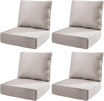 6" Thick Outdoor Cushions 22x24x6, 4-Set Deep Seat Patio Cushions by Pugire
