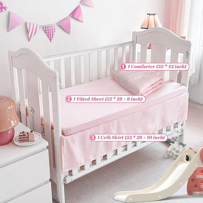 Wowelife Baby Girl Crib Bedding Set, Boho 3-Piece Crib Comforter Set - Image 4