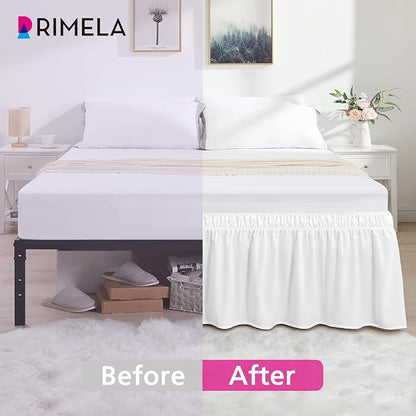 RIMELA Bed Skirt King Size Moon White 15 Inch Drop, Wrap Around Elastic Bedskirt - Image 3
