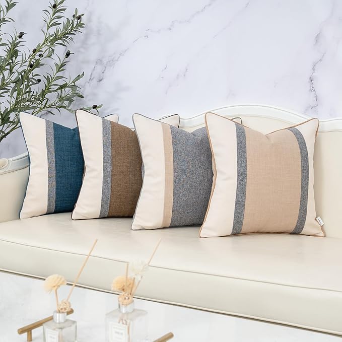 Yangest Patchwork Pillow Cover 20x20 Inch Luxury Cotton and Linen Cushion Cover - Image 6