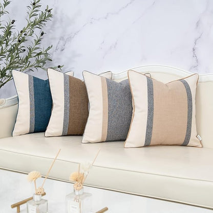Yangest Patchwork Pillow Cover 20x20 Inch Luxury Cotton and Linen Cushion Cover - Image 6