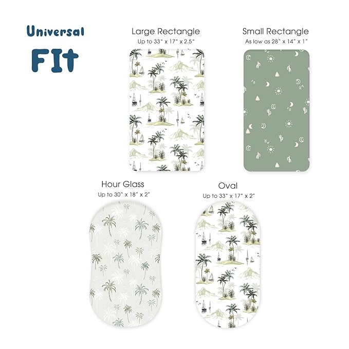 GRSSDER Stretchy Ultra Soft Fitted Bassinet Sheets 3 Pack, Universal Fit - Image 6
