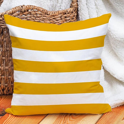 Leaveland Mustard Yellow and White Stripe Set of 2 18x18 Inch Cotton Polyester - Image 4