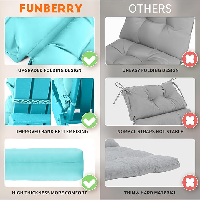 FUNBERRY Adirondack Chair Cushion, Thicken Comfy Cushions - Image 2