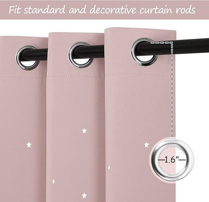 NICETOWN Blackout Curtains for Girls Bedroom, 42 x 84 Inches Star Cut-Out Kids - Image 5
