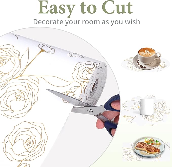Shelf Liners for Kitchen Cabinets 12in x 39.37FT Non Adhesive Drawer Liner Gold - Image 6