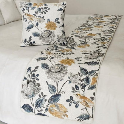 The HomeCentric King/Queen/Twin Blue & Ivory Decorative CA King 86"x18" Bed - Image 4