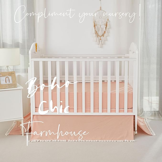 Brandream Boho Bohemian Girl Baby Nursery Crib Bed Skirt 100% Cotton Pleated - Image 4