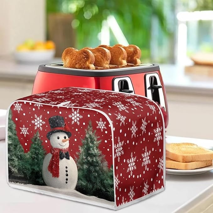 Snowman Snowflake Printed Toaster Oven Cover Kitchen Machine Covers, 4 Slice - Image 3