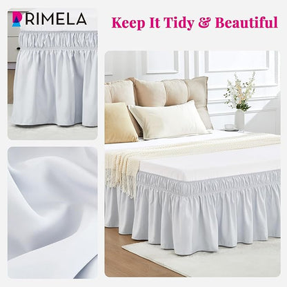 RIMELA Ice Grey Bed Skirt King Size 15 Inch Drop, Elastic Bed Skirting - Image 8