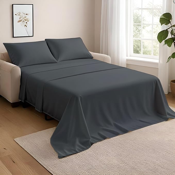 NON Sticky cotton Full Size Sleeper Sofa Sheets, 4 Piece Egyptian Cotton Bed by Non-StickyCotton