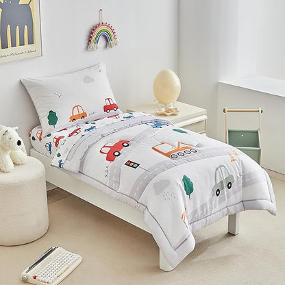 DuShow 4 Pieces Cars Toddler Bedding Set - Image 6