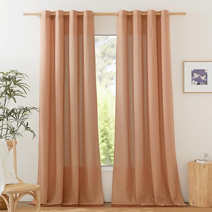 NICETOWN Rustic Linen 102 inch Long Curtains by NICETOWN