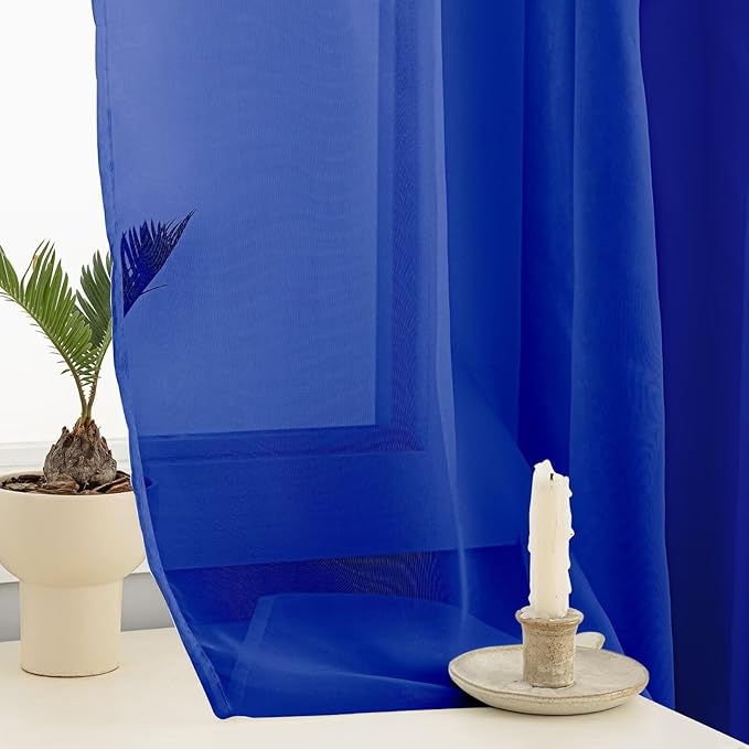 Sheer Curtains 54 Inches Long 2 Panels, Rod Pocket Short Curtain - Image 5
