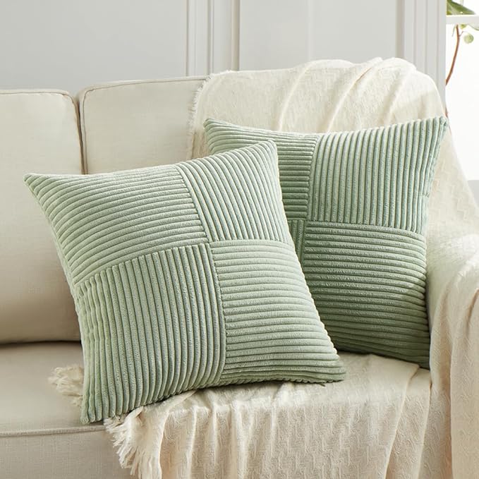 Fancy Homi 2 Packs Sage Green Euro Decorative Throw Pillow Covers 26x26 Inch by Fancy+Homi