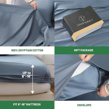 100% Egyptian Cotton Sheets King Size 4PCS 1000 Thread Count Sateen Weave Soft - Image 4