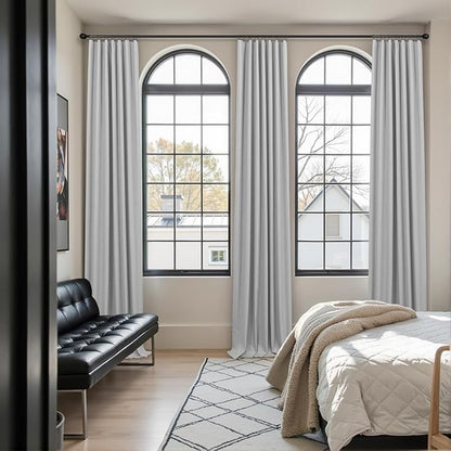 Elegant Light Grey 100% Black Out Curtains 96 Inch Length 2 Panel - Image 2