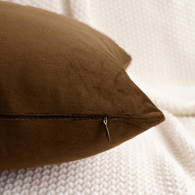 HWY 50 Coffee Velvet Throw Pillow Covers 18x18 Inch - Image 3