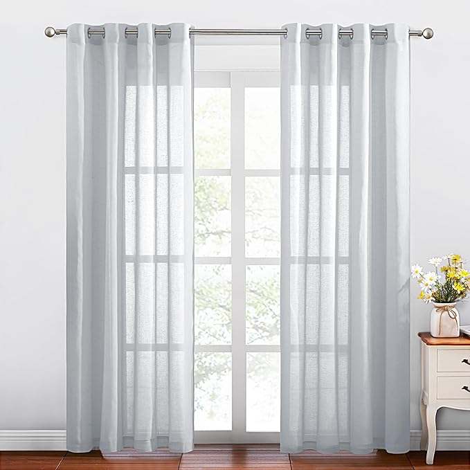 NICETOWN Linen Sheer Mist Grey Curtains by NICETOWN