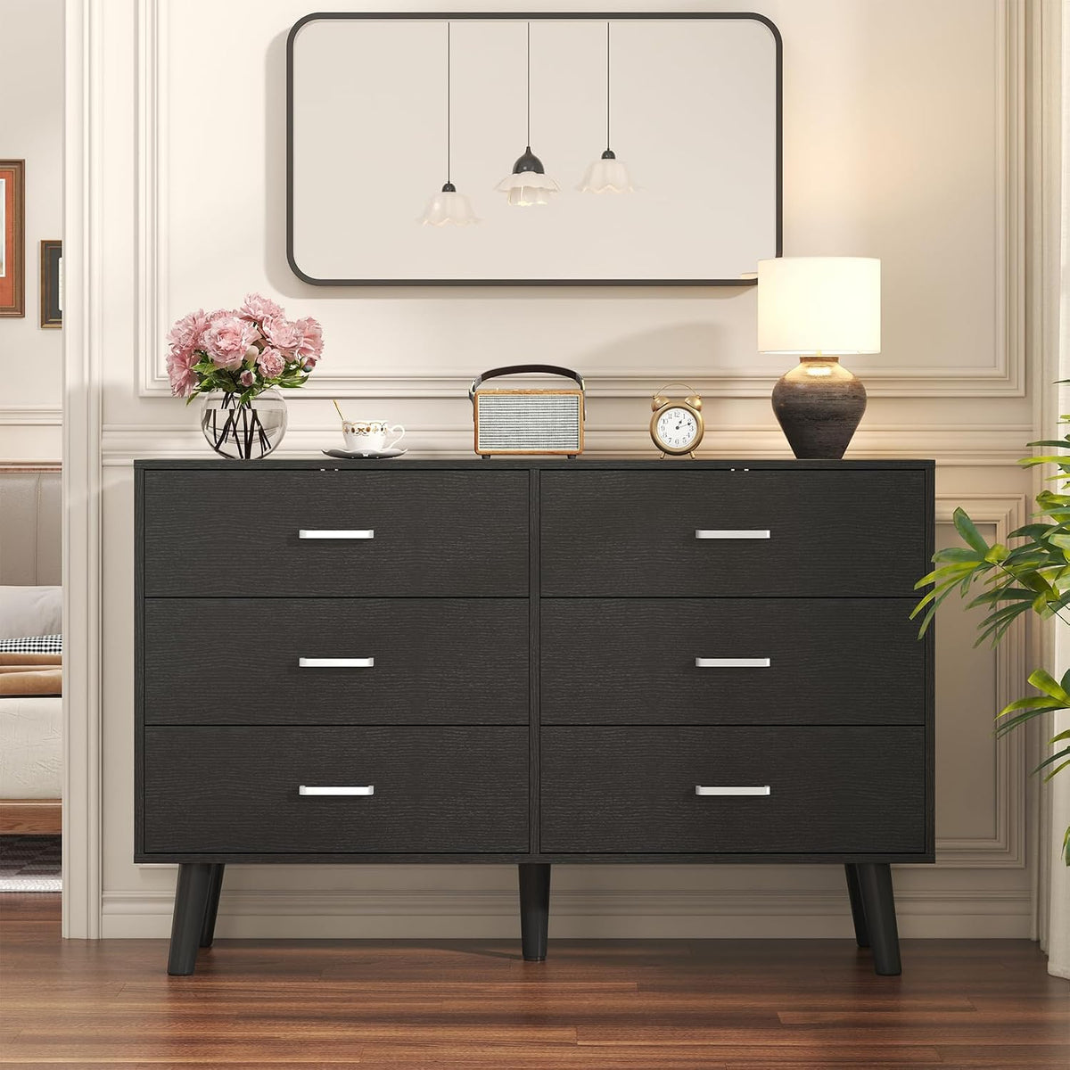 bigbiglife wood dresser for bedroom, 6 drawer dresser, close-up detail